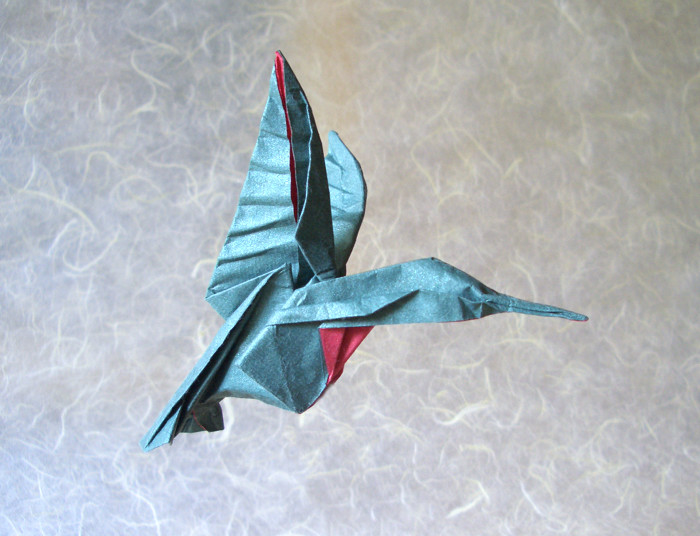 Origami Hummingbird by Michael G. LaFosse folded by Gilad Aharoni