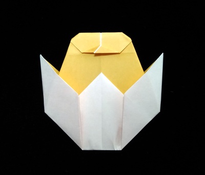 Origami Chick in egg by Fujimoto Yuko on giladorigami.com