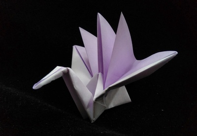 Origami Flowery crane by Eiji Nakamura on giladorigami.com