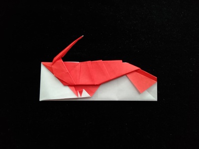 Origami Prawn chopstick wrapper by Yamada Katsuhisa on giladorigami.com