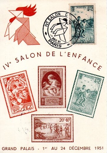 France 1951 Salon De L'enfance - pajarita postmark (Postmark)